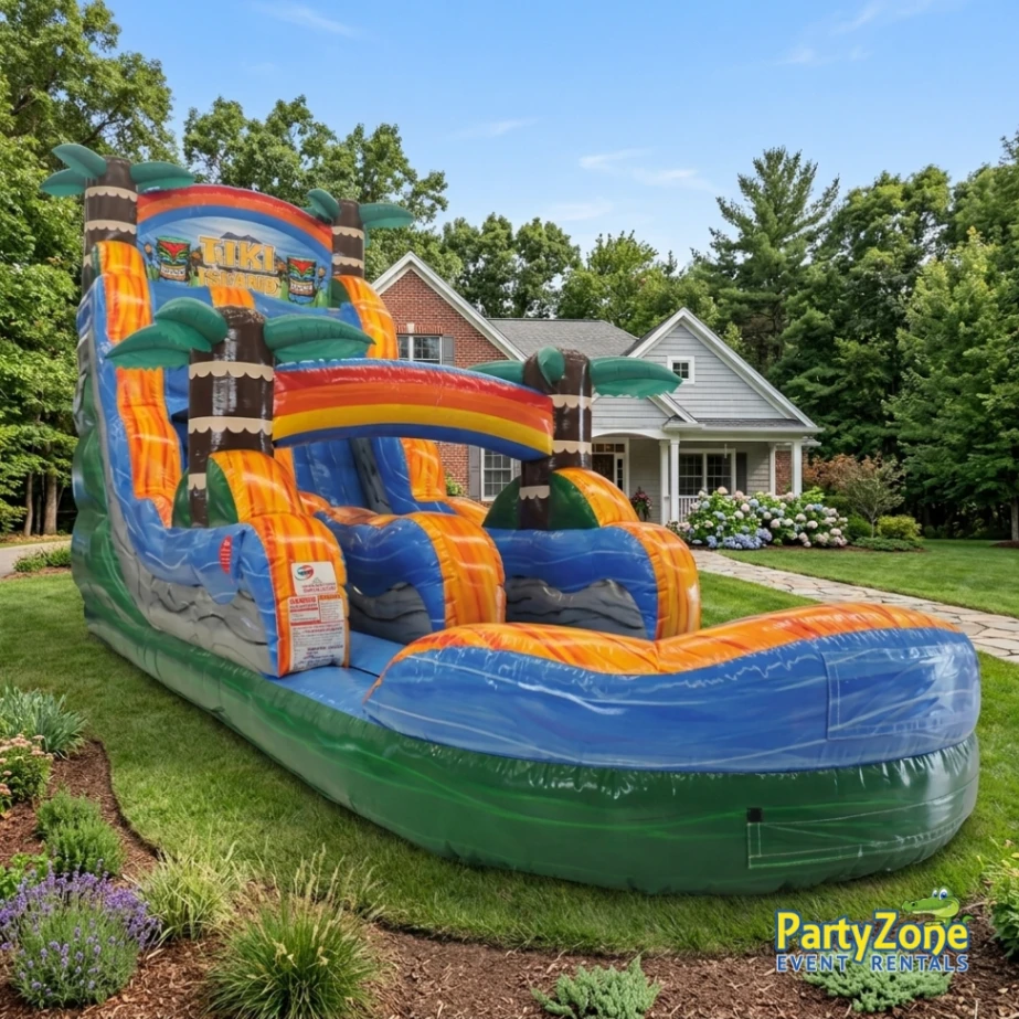 15ft Tiki Plunge single-lane water slide rental for Metairie LA backyard parties in 70003 and 70006