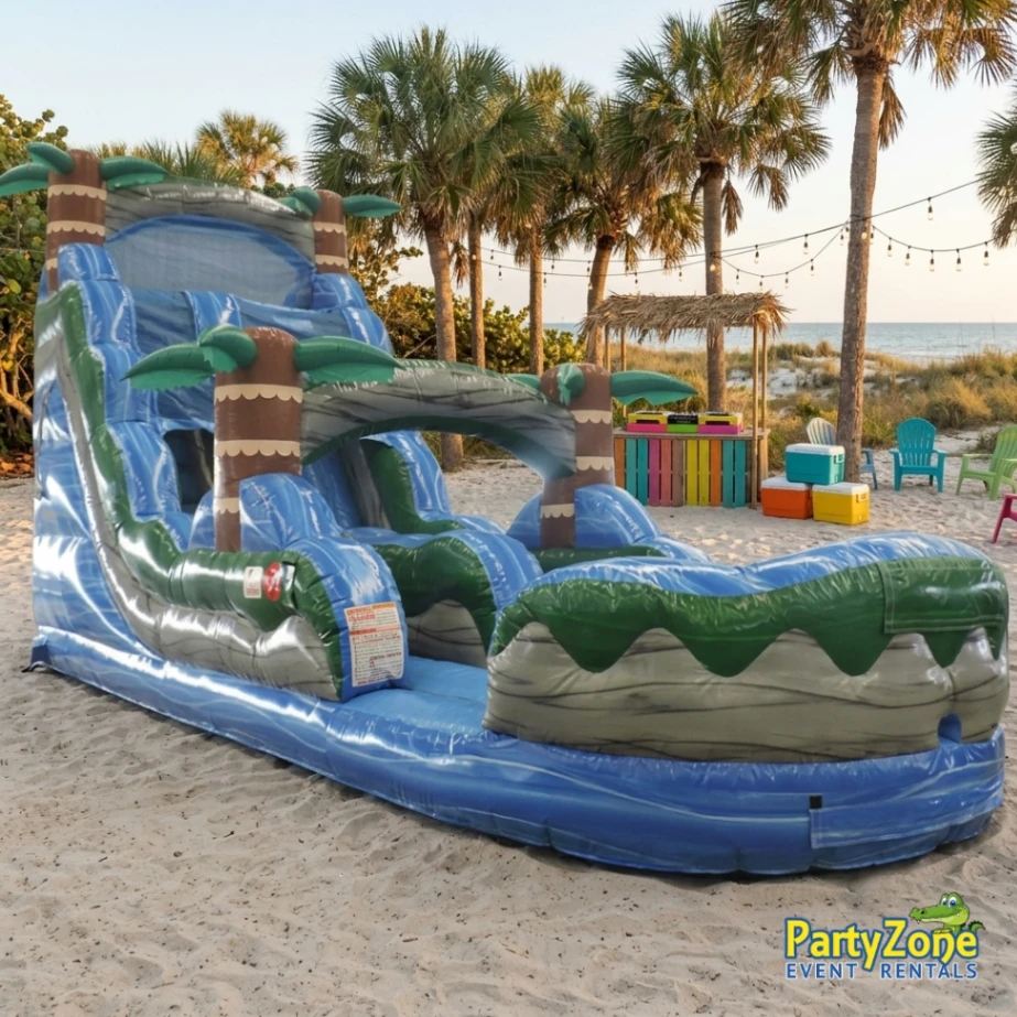 18ft Blue Hurricane water slide rental for Metairie LA graduation parties off West Esplanade Avenue
