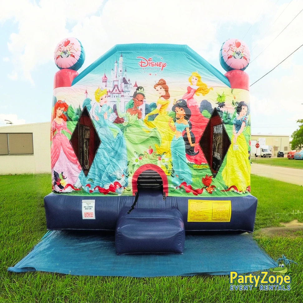 Disney Princess themed bounce house rental for Metairie LA girls birthday parties, cleaned before delivery