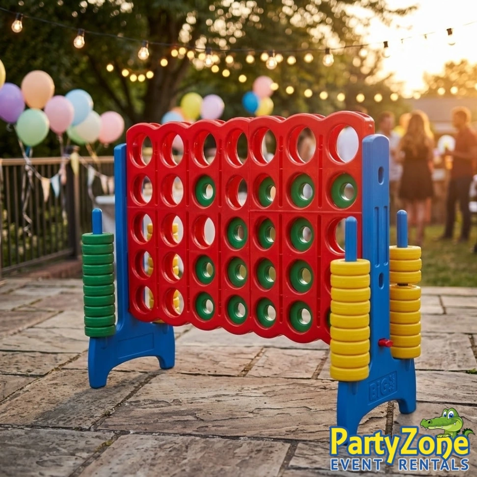 Giant Connect 4 yard game rental for Metairie LA graduations and family days