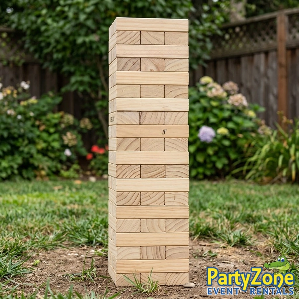 Giant Jenga yard game rental for Metairie LA tailgates cookouts and festivals