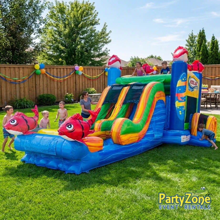 Kahuna dual-lane obstacle combo rental for Metairie LA school field days and team events